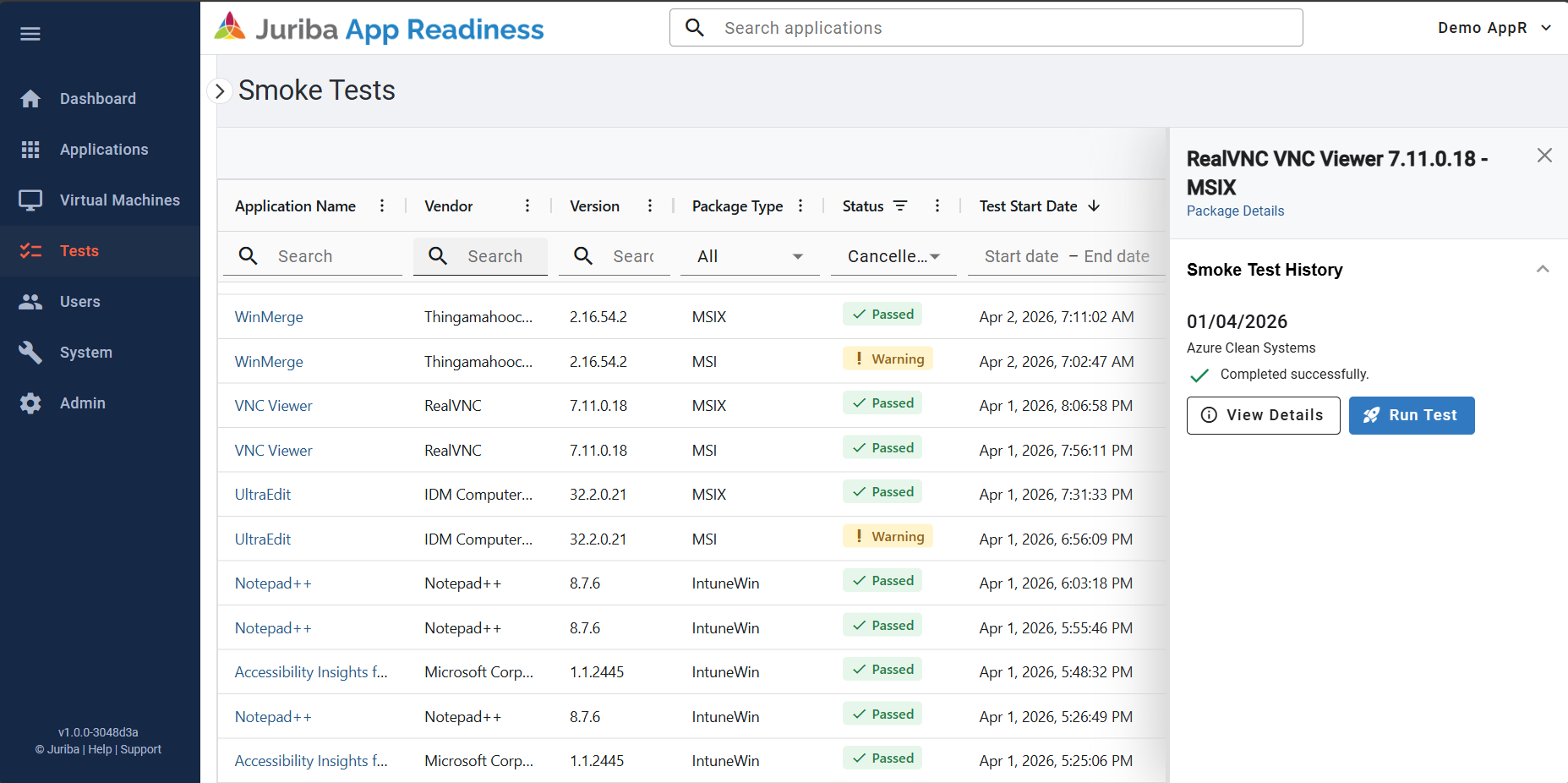 Zero Touch application testing