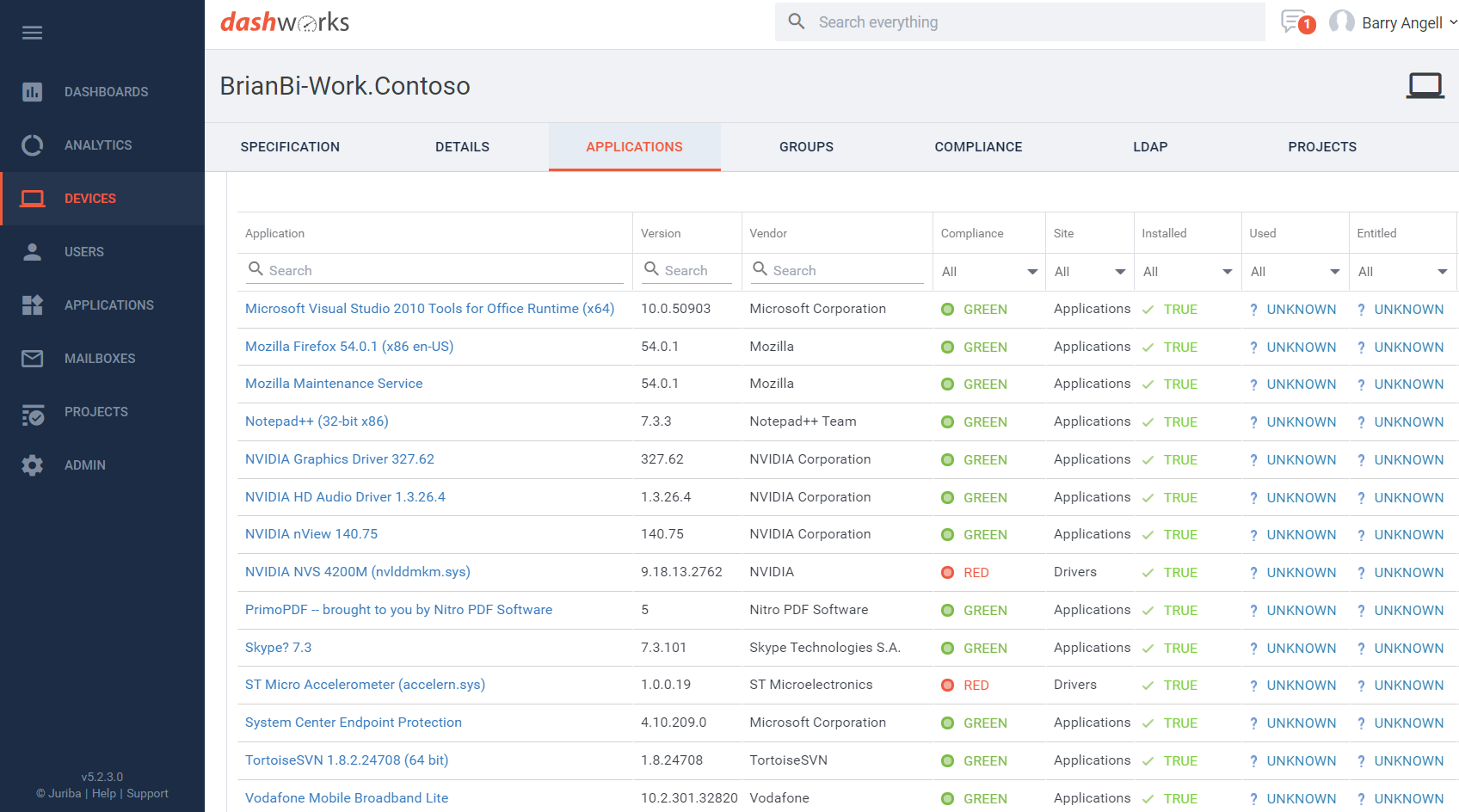 Upgrade Readiness - Device Application & Driver List